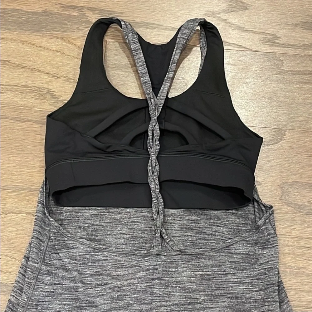 Lululemon Grey Twist Back Tank With Built In Sports Bra - Size 4